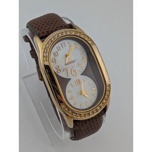 Gossip Dual Time Watch 29mm Case MOP Dial Brown Leather Band- New Battery